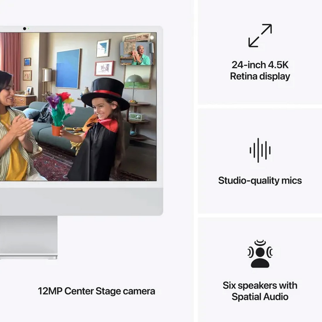 Apple iMac 24'' with Retina 4.5K Display, M4 Chip 8-core, 256GB/16GB, MWUC3X/A - Silver