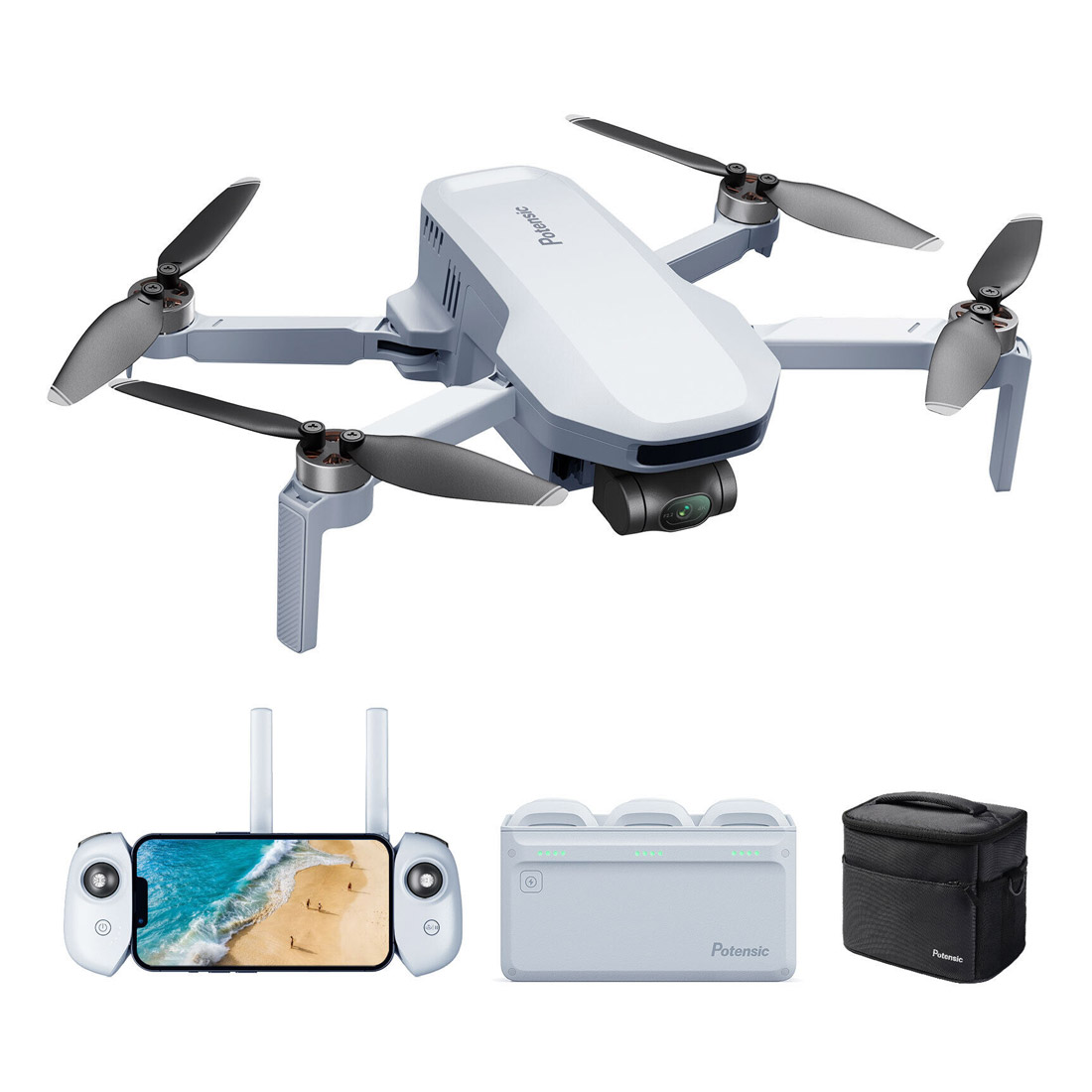 Potensic ATOM 3-Axis Gimbal 4K GPS Drone Fly More Combo