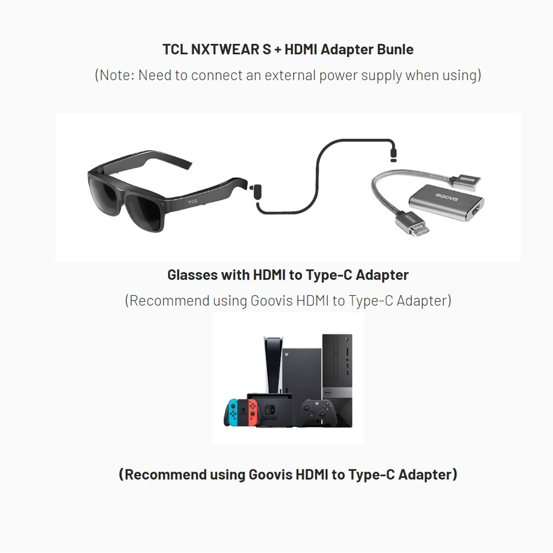 TCL RayNeo NXTWEAR Air Smart Glasses Black [Refur] - Excellent
